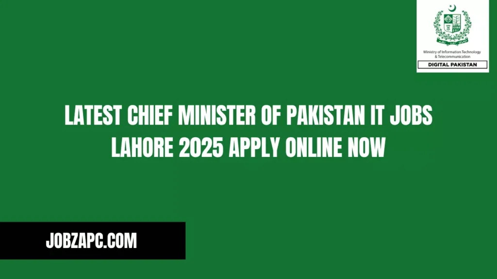 Latest Chief Minister of Pakistan IT Jobs Lahore 2025 Apply Online Now