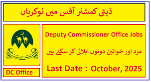 ڈپٹی کمشنر ڈسٹرکٹ آفس نوکریاں 2025