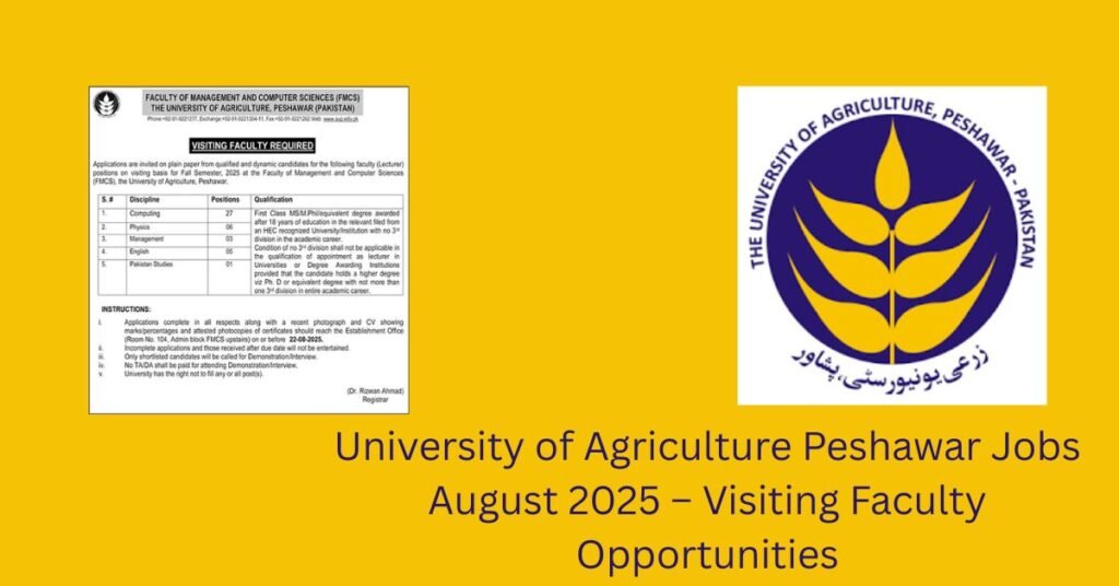 University of Agriculture Peshawar Jobs 2025