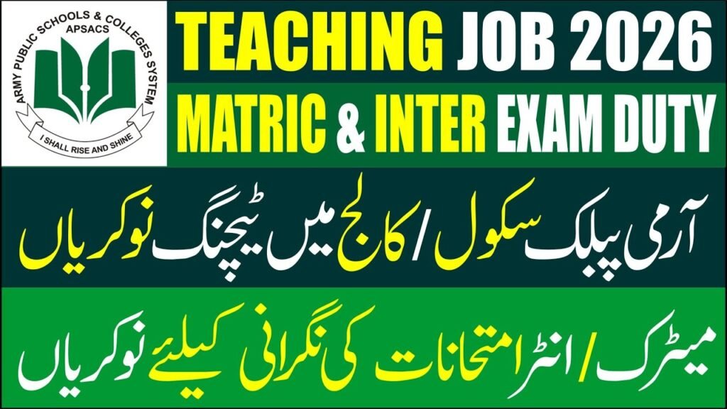 Teaching Jobs in Army Public School Askari 11 Lahore 2026